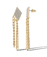 Jessica Simpson Gold-Tone Chain Fringe Dangle Earrings with Crystal Accents