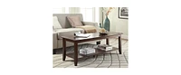 Slickblue Wood Grain Coffee Table with Bottom Shelf for Living Room Storage and Display