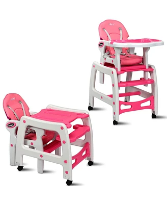 Gouun 3-in-1 Baby High Chair with Lockable Universal Wheels