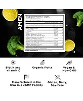 Amen Collagen Builder Supplement - Organic Whole Foods, Lutein, Vitamin C, Biotin, Lysine, Proline Collagen Boosters