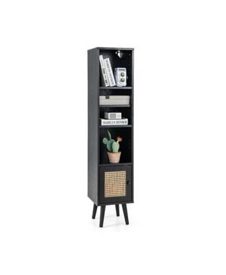 Gouun 4 Tiers Rattan Storage Cabinet with Slim Design