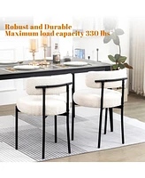 Dyhome Dining Chairs Set of 6, Mid-Century Modern Chairs, Kitchen Room Curved Backrest Round Upholstered Boucle Sherpa Ch