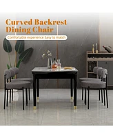 Dyhome Boucle Dining Chairs Set of 1, Upholstered with Black Metal Legs, Modern Accent Chair