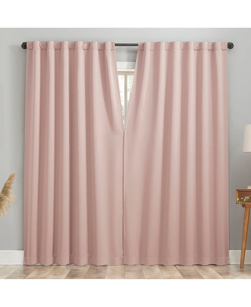 Sun Zero Aria Magnetic Closure Theater Grade 100% Blackout Back Tab Curtain Panel Pair