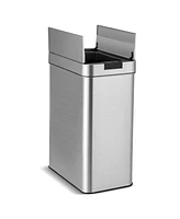 Costway Slim Kitchen Trash Can with Wing Lids 13.2 Gal Automatic Sensor Garbage Can