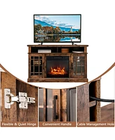 Gouun 48 Inch Electric Fireplace Tv Stand with Cabinets for TVs Up to 55 Inch