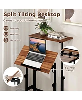 Gouun Height-adjustable Mobile Standing Desk with Split Top and Adjustable Angle