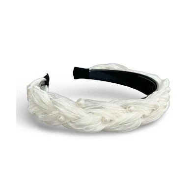 Blushing Braid Headband - White Pearl