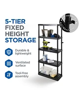 Gracious Living 5 Shelf Fixed Height Ventilated Medium Duty Storage Unit, Black