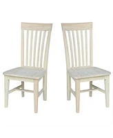 Slickblue Set of 2 - Mission Style Unfinished Wood Dining Chair with High Back