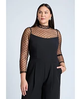 Eloquii Plus Mesh Turtleneck Jumpsuit