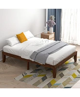Gouun 14 Inch Full Size Wood Platform Bed Frame with Wood Slat Support