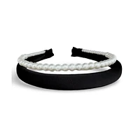 Classic Double Headband Set - Black and Pearl