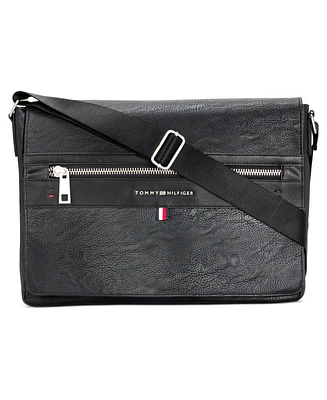 Tommy Hilfiger Men's Pebble Faux-Leather Leo Messenger Bag