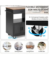 Gouun Rolling Kitchen Trolley with 3 Spice Racks Drawer Open Shelf
