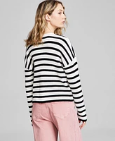 And Now This Petite Striped Button-Front Dropped-Shoulder Cardigan Sweater, Exclusively at Macy's