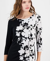 Connected Women's Floral-Print Ruched Sheath Dress
