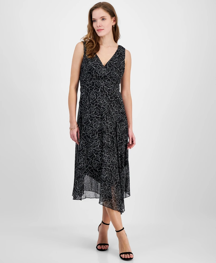 Connected Women's Floral-Print Midi Dress