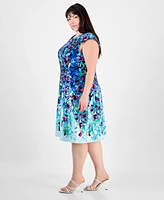 Connected Plus Printed Scuba Sleeveless Dress