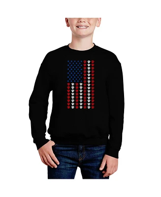 La Pop Art Boys Paws Flag Word Crewneck Sweatshirt