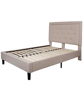 Slickblue Full size Fabric Upholstered Platform Bed Frame with Tufted Headboard