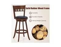 Gouun Set of 2 Swivel Bar Stools with Rubber Wood Frame- inches