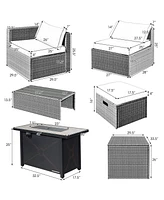 Gouun 9 Pieces Patio Furniture Set with 42 Inches 60000 Btu Fire Pit