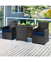 Slickblue 3-Piece Patio Dining Set with Pe Rattan and Cushions for Outdoor Living