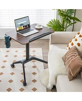 Gouun Pneumatic Standing Desk with Anti-fall Baffle and Cup Holder