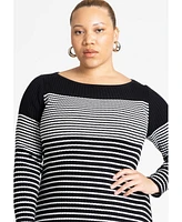 Eloquii Plus Striped Sweater Dress