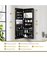 Gouun Lockable Storage Jewelry Cabinet with Frameless Mirror