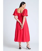 Eloquii Plus Puff Sleeve Flare Dress