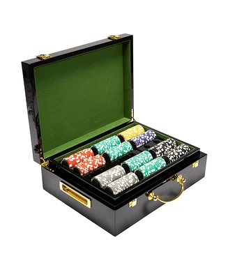 Slickblue 500 Count Hi Roller Poker Chip Set – Premium Chips in High Gloss Wooden Case for Stylish Storage