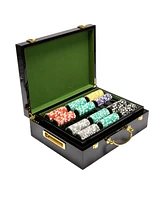 Slickblue 500 Count Hi Roller Poker Chip Set – Premium Chips in High Gloss Wooden Case for Stylish Storage