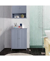 Slickblue Wood 2-Door Freestanding Bathroom Floor Cabinet Kitchen Storage Cupboard