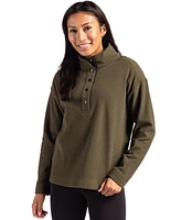 Cutter & Buck Women's Hunts Point Eco Textured Fleece Recycled Snap Pullover