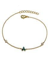 GiGiGirl Beautiful 14K Gold Plated Chain Link Charm Bracelet with Cubic Zirconia