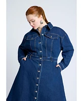 Eloquii Plus Denim Fit And Flare Shirt Dress