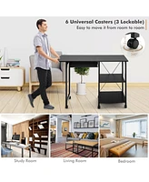 Gouun Folding Writing Office Desk with Storage Shelves