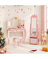 Gouun Kids Jewelry Armoire Cabinet with Large Storage Capacity and Swivel Base