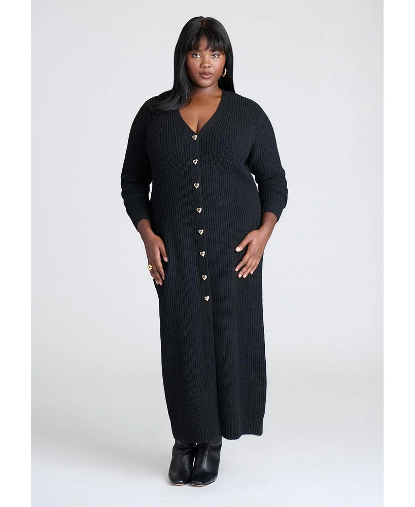 Eloquii Plus Heart Button Sweater Dress