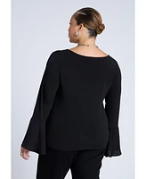 Eloquii Plus Ruffle Sleeve V-Neck Top