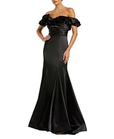 Mac Duggal Women's Satin Ruffle Off the Shoulder Mermaid Gown