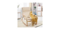 Slickblue Farmhouse Linen Upholstered Rocking Chair Cozy and Stylish for Living Room