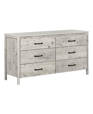 Slickblue Modern Washed Pine 6 Drawer Double Dresser