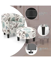Gouun Modern Accent Tub Chair and Ottoman Set with Fabric Upholstered