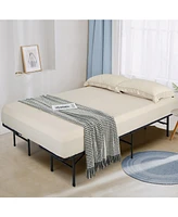 Gouun King Size Folding Steel Platform Bed Frame for Kids and Adults-King Size