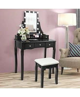 Gouun 10 Dimmable Bulbs Vanity Dressing Table with 2 Dividers and Cushioned Stool