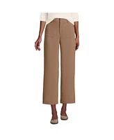 Lands' End Women's Crepe High Rise Patch Pocket Wide Leg Crop Pants