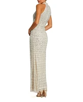 Mac Duggal Women's Embellished Halter Neck Keyhole Gown